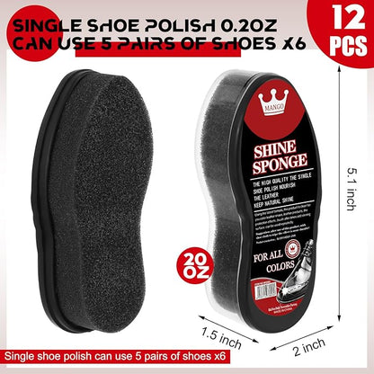 Loopeer 12 Pcs Shoe Shine Sponge Bulk, Instant Leather Shoes Shiner Care for Boots, Leather Accessories Quick Cleaning