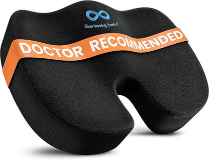 Everlasting Comfort Doctor Recommended Memory Foam Seat Cushion for Office Chairs & Car - Ergonomic Office Desk Accessories - Cushions for Tailbone Pain Relief, Sciatica & Back Support Pillow