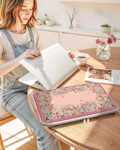 iCasso Pink Laptop Bag 13 inch,Cute Computer Sleeve Bag for Women,13-13.6 inch Laptop Carrying Case Compatible with MacBook Air Pro 13/14, HP Dell ASUS Lenovo Chromebook Notebook
