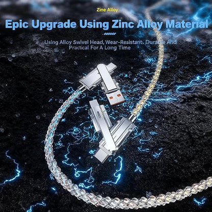 USB Cable PD Fast Charger Lighted Up (USB 4IN1 RGB),Supports Data Transfer, can be Used as a Night Light, Cable Length Approx. 39 inches, Compatible with Most Devices.