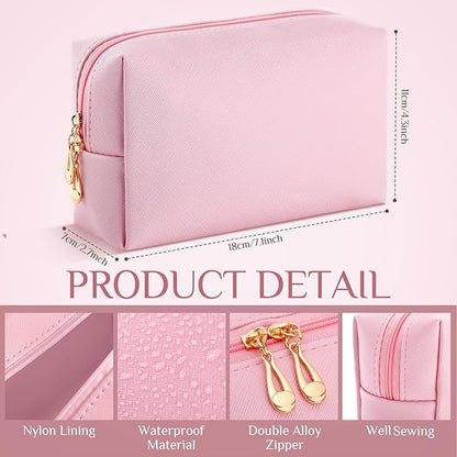 Cunno 100 Pcs Makeup Bags Bulk PU Leather Cosmetic Pouch Christmas Small Pouch Bag DIY Toiletry Bags Preppy Aesthetic Travel Storage Organizer for Women Travel Christmas Party Gift(Pink,White)