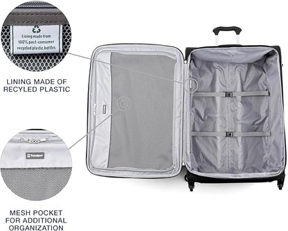 Travelpro Maxlite 5 Softside Expandable Luggage with 4 Spinner Wheels, Lightweight Suitcase, Men and Women, Black, Checked-Large 29-Inch