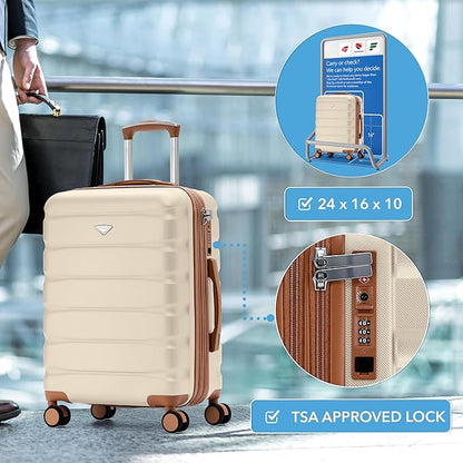 Flight Knight 24x16x10 Expandable Carry On Suitcase Hardside TSA Lock USB C Lightweight Luggage Silent Double Spinner Wheels Maximum Overhead Carry-On Bag For Virgin & South West Approved Airlines