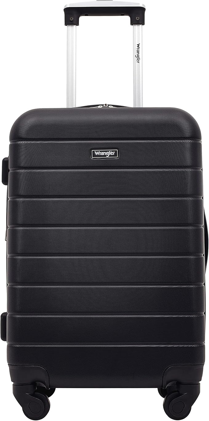 Wrangler Smart Luggage Set with Cup Holder and USB Port, Black, 3 Piece Set