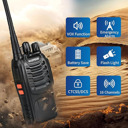 BAOFENG 888S walkie talkies for Adults walkie talkies for Adults 16 Channel Professional Radio Handheld （4PC） (Dark Purple)