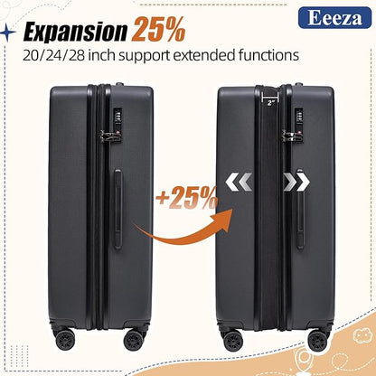 Expandable Luggage Sets 5 Piece,Suitcases with Detachable Wheels,ABS Hard Case Luggage with TSA Lock Spinner Wheels,Carry On Luggage Set