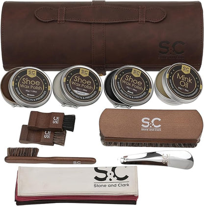 Stone and Clark Original Shoe Polish & Care Kit - Leather Shoe Shine Kit for Men & Women