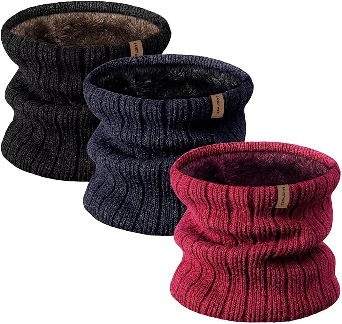 Winter Neck Gaiter for Men – 3 Pack Ski Neck Warmer, Fleece Face Mask Cover, Cold Weather Neck, Neck Warmers