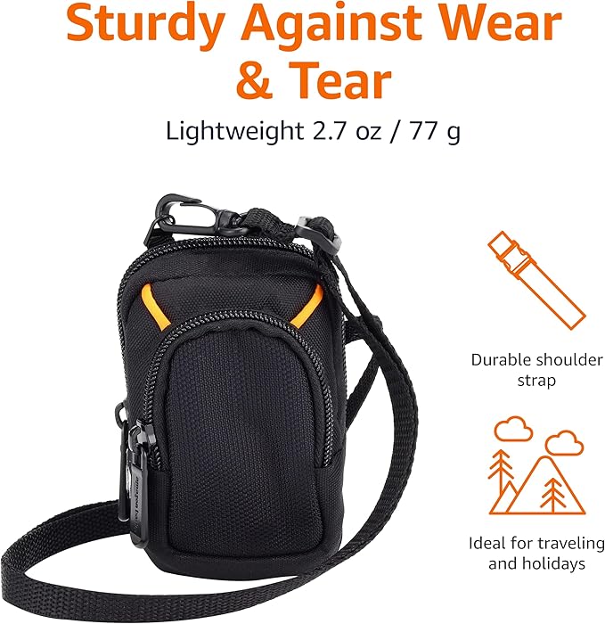 Amazon Basics Medium Point and Shoot Camera Case, Interior dimension 4.29 x 2.52 x 0.91 inches, (Fits devices - 2.4 x 1 x 4 inches), Black, Solid