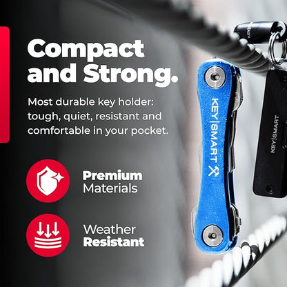 KeySmart Rugged - Multitool Key Holder for Keychain w/Bottle Opener and Pocket Clip, Key Organizer for Key Chain, EDC Keychains, Key Ring for Car Fobs Key Chains, Expandable (Up to 14 Keys, Blue)