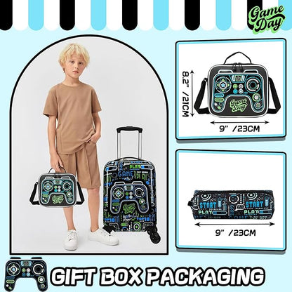 Kid’s Luggage Set 5 Piece Suitcase Set 16’’ Hardside Luggage with Spinner Wheels Girls Boys Carry on Luggage Travel Rolling Luggage Airline Approved