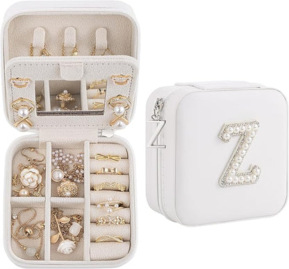 Birthday Gifts For Women with Initial Jewelry Box, Travel Case for Ladies, Graduation & Bridesmaid Gifts