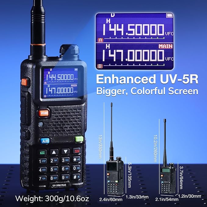 BAOFENG UV-5RM Plus 10W Ham Radio Handheld, UHF VHF Long Range Two Way Radio Walkie Talkie, NOAA FM AM(Airband) Receiver, with Protection Case, 2500mAh Battery USB-C Rechargeable, Chirp Compatible