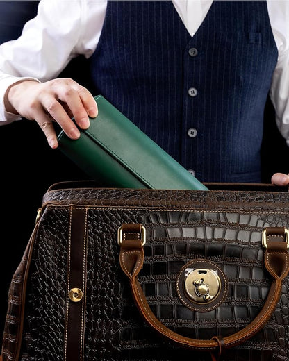 MR.OKAY 3 Watch Travel Case- Classic Leather Watch Case With Perfect Texture.Portable Watch Roll Or Organizer For Storage And Display. Luxury Gifts For Men, All Handmade by Artisans.