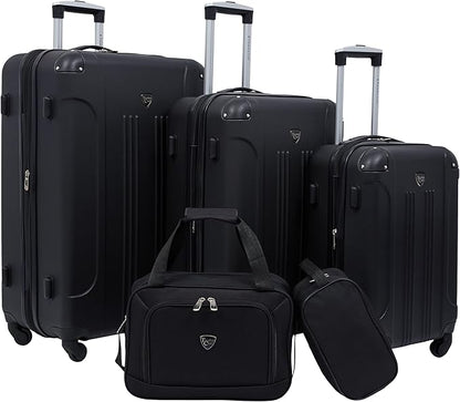 Travelers Club Chicago Hardside Expandable Spinner Luggage, Black, 5 Piece Set