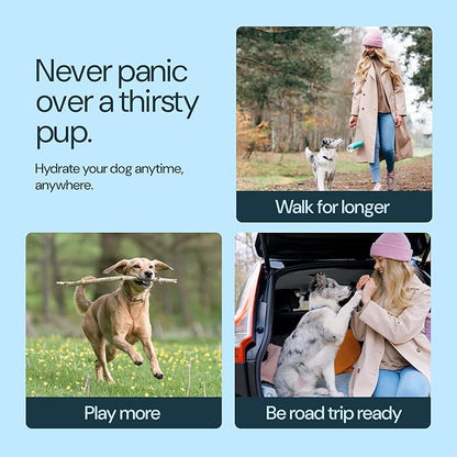 MalsiPree Dog Water Bottle - 19 oz, Navy Blue - One-Hand Leak-Proof Hydration & Pet Water Dispenser - Built-in Travel Bowl & Travel Pet Bowl - BPA-Free for Dog Camping