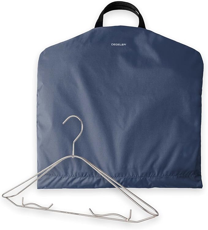 SkyHanger - Carry on Garment Bag with unique Titanium Suit Hanger for Men & Women - best-in-class functionality for wrinkle-free traveling - lightweight & water repellent nylon - Blue