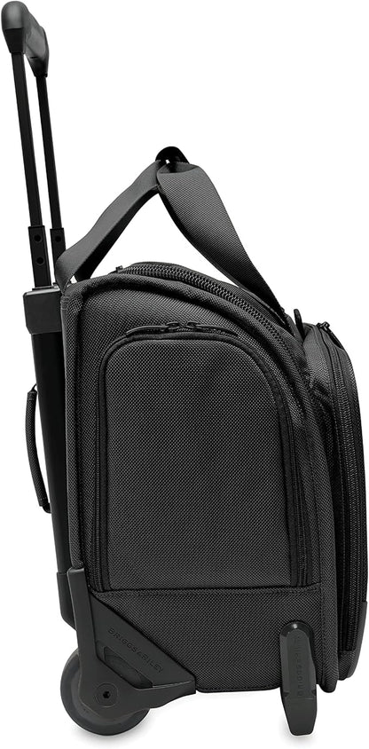 Briggs & Riley 2-Wheel Cabin Bag - Carry On Luggage for Travel, Suitcases with Wheels, Softside Rolling Bag for Men & Women, Interlocking Handle, Self-Repairing Zipper - Baseline Collection, Black