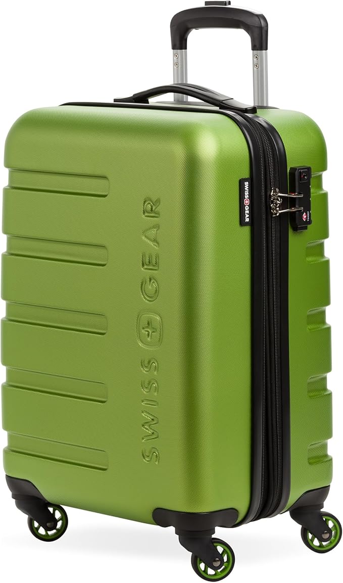 SwissGear 7366 Signature Hardside Expandable Luggage with Spinner Wheels, TSA Lock, Cup-Holder, Green, Carry-On 19-Inch