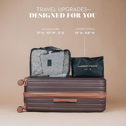 Nine West Bali 32 inch Luggage with Spinner Wheels – Chocolate Hardshell Extra Large Suitcases for Travel with Packing & Laundry Bag – Large Lightweight Suitcase with Wheels – Checked Luggage