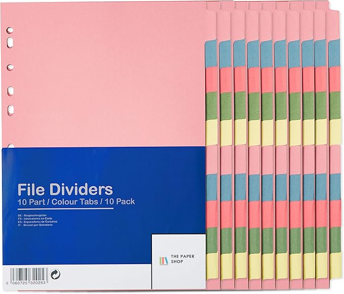 10 Tab Dividers for 3 Ring Binder – 10 Dividers Set with Tabs, Perfect for Organizing Documents, Binder Tab Dividers for Easy Filing (10 Pack)