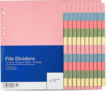 10 Tab Dividers for 3 Ring Binder – 10 Dividers Set with Tabs, Perfect for Organizing Documents, Binder Tab Dividers for Easy Filing (10 Pack)