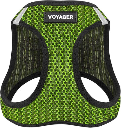 Best Pet Supplies Voyager Step-in Air Harness - All Weather Mesh, Reflective, No Pull Harness for Dogs, Cats - Secure with Hook & Loop Fastener, Buckle, Double D-Rings - Lime Green 2-Tone, M