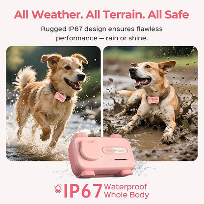 Pet Phone – Smart GPS Pet Tracker with Real-Time Location, Two-Way Communication, Emotional Support, and Unlimited Data | Ideal for Dogs and Cats | Up to 5-Day Battery (Light Pink)