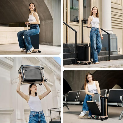 isinwheel Smart Rideable Luggage, Airline-Approved Electric Scooter Suitcase 22"x14"x9", 250W Motor Up to 8 MPH & 9.3 Miles Range,95.7Wh Removable Battery, TSA Lock,38L Carry-on Electric Luggage－Black