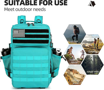 45L Tactical Assault Backpack 3 day assault pack with Molle Waterproof backpack Rucksack for Tactical Backpacks (Lake Blue)