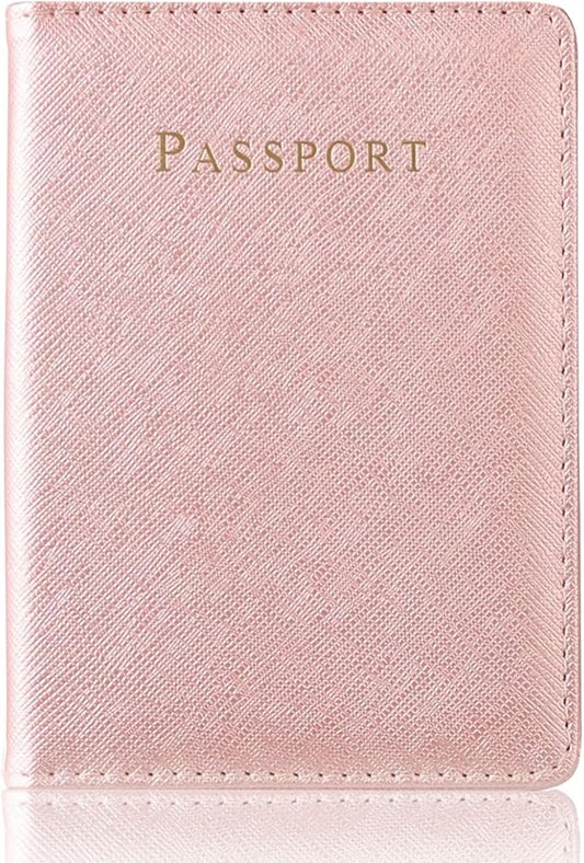 Passport Holder for Travel,Passport Holder with Card Slots Holder,Passport Case,Passport cover for Women and Men,Passport Wallet Travel Essentials and Accessories (With Luggage Tags, Pink and Black)