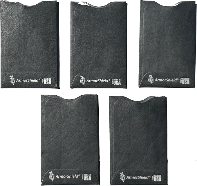 Semper Paratus Gear RFID Blocking Credit Card Sleeves Protectors TYVEK 100% MADE IN USA - For Travel wallet, pocket or purse. Safeguard against identity theft (GRAY-5PACK)