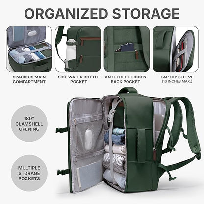 U.S. Traveler Vista Way 3-Piece Travel Set, 21-Inch Carry-on Hardside with TSA Lock, 18-Inch Travel Backpack with Laptop Sleeve, Toiletry Bag, Green