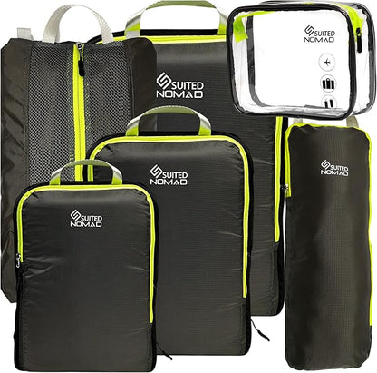 SUITEDNOMAD Ultralight Compression Packing Cubes Set, Suitcase and Backpack Travel Organizer Bags