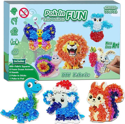 JRD&BS WINL Poke A Dot Art Kit - Magical Animals Theme No-Mess DIY Craft for Kids Mess-Free Fun for Kids, DIY Wood Craft Kits, Creative Activity, Christmas Gifts for Girls & Boys Ages 4