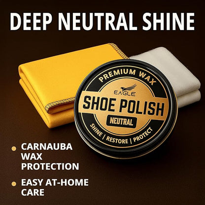 Eagle Shoe Polish Wax – Premium High-Gloss Shine – Restores Color, Covers Scuffs, Nourishes & Protects - 3-Piece Kit