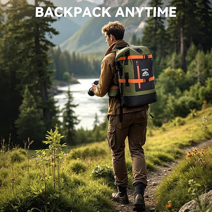 HEETA Dry Bags Waterproof Backpack 40L for Men & Women, Roll Top Heavy Duty Cushioned Hiking Backpack for Kayaking Boating Paddle Boarding Fishing Travel Camping Beach Vacation Cruise Ship Essentials