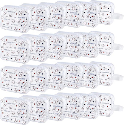 24 PCS Baseball Gift Accessories Bags Baseball Cosmetic Bags Goodie Snack Makeup Pouch Bag Waterproof Clear PVC Travel Bag with Zipper for Girls Team Gifts Valentine Player Sport Party Favors