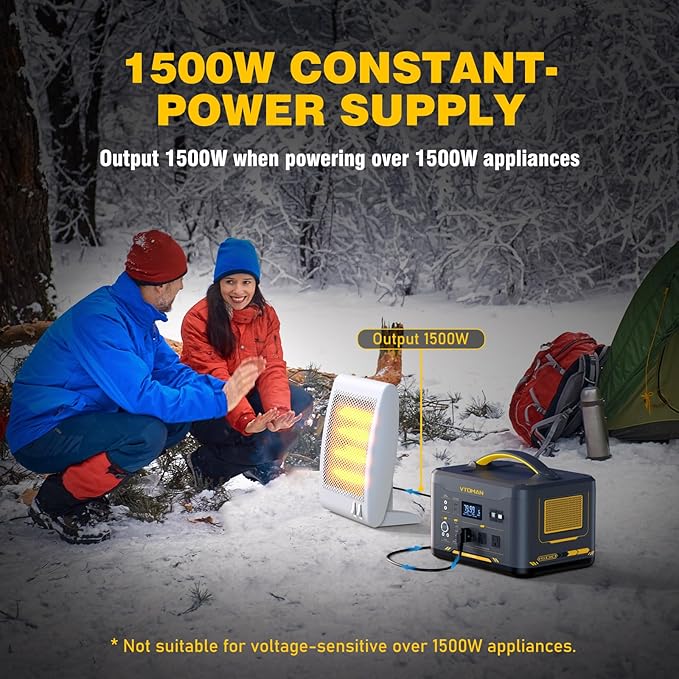 VTOMAN Jump 1500X Portable Power Station with Jumper Cables, 828Wh LiFePO4 Battery Solar Generator & Car Jump Starter, 1500W AC Outlet, 100W PD Type-C&Regulated DC for Home Backup Roadside Emergencies