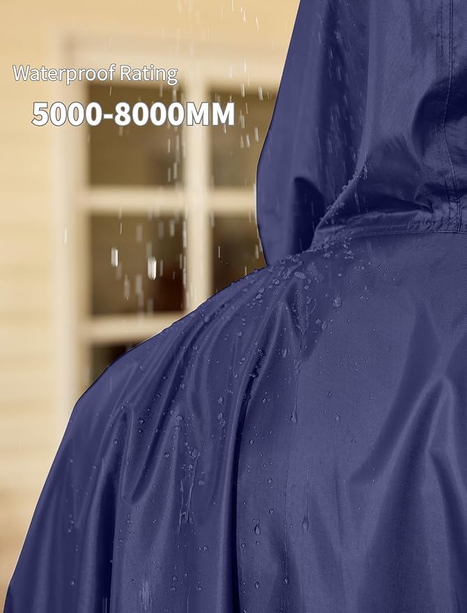 COOFANDY Rain Ponchos for Adults Full Zip Lightweight Rain Jackets Waterproof Packable Raincoats with Hood Hiking Camping