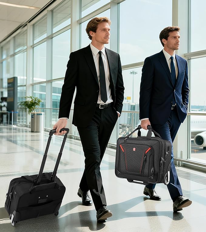 star cloud Rigid Frame Rolling Laptop Bag 18"×14"×8", Water-Resistant Rolling Briefcase with Wheels, Business Travel Computer Bag, Underseat Carry on Luggage for Men & Women