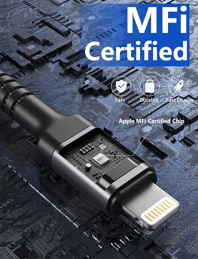 USB to Lightning Cable 6FT [Apple MFi Certified] iPhone Charger Cable Nylon Braided USBA to Lightning Cable,iPhone Cord Compatible with iPhone 14 13 12 11 Pro Max 8 7 and More-2Pack Silver