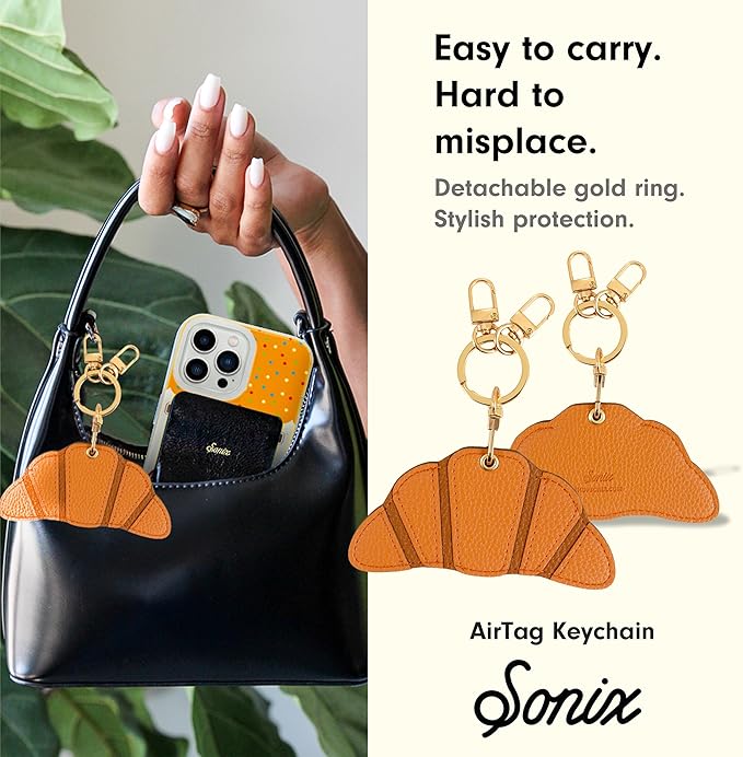 Sonix Keychain Case Compatible with Apple AirTag | Protective AirTag Cover Keychain Charm | Croissant