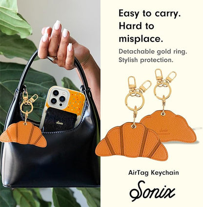 Sonix Keychain Case Compatible with Apple AirTag | Protective AirTag Cover Keychain Charm | Pretzel Croissant