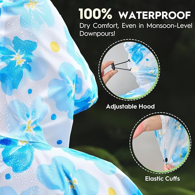 Bruvoalon 3-in-1 Rain Poncho with 1/4 Zip & Chest Pocket, Waterproof, Sunshade, Ground Mat for Adults & Youth Emergency