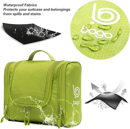 Bago Travel Toiletry Bag for Women and Men X-Large Waterproof Hanging Large Toiletry Bag for Bathroom and Travel Bag for Toiletries Organizer - Makeup Bag (Green)