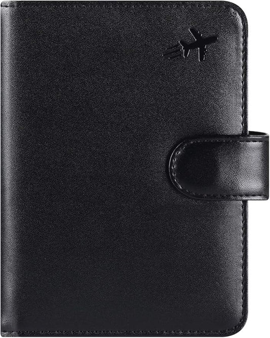 Passport Holder Cover Wallet RFID Blocking Leather Card Case Travel Accessories for Women Men (#Black)