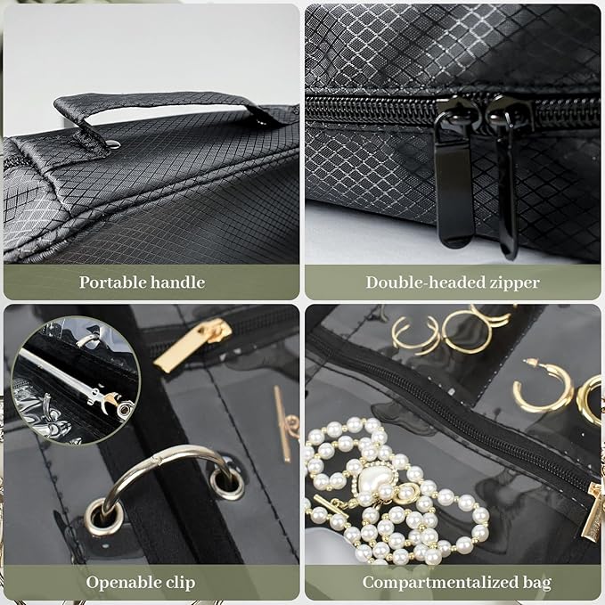 Travel Jewelry Organizer and Storage Case for Women, Travel Jewelry Storage with 36 Velvet Zipper Velvet Pouches, Portable Gift for Earrings Necklaces, Rings, Bracelet, Watch