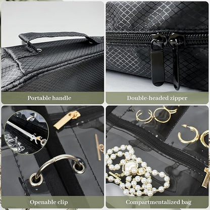 Travel Jewelry Organizer and Storage Case for Women, Travel Jewelry Storage with 36 Velvet Zipper Velvet Pouches, Portable Gift for Earrings Necklaces, Rings, Bracelet, Watch