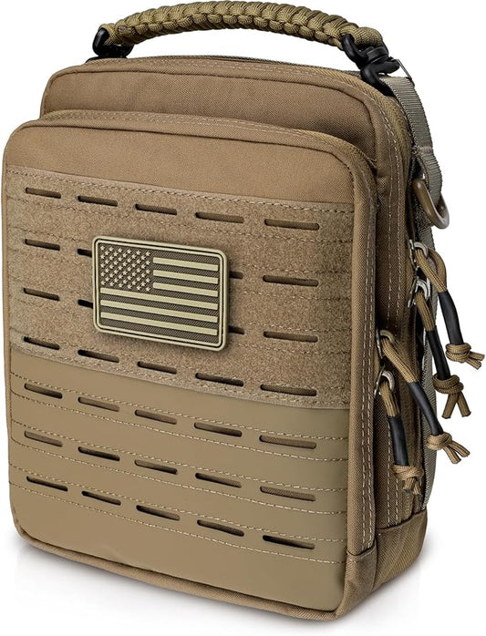 WYNEX Tactical Molle Admin Pouch, Utility EDC Pouch Organizer Modular Tool Pouch of Double Layer Design Medical EMT Attachment Bag Large Capacity with Elastic Webbing Insert Panel